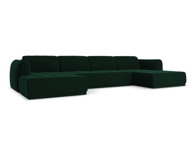 Sofa panoramiczna LaMiaSofa MILANO z tkaniny welwetowej 370x170 cm butelkowa zieleń 1 szt.