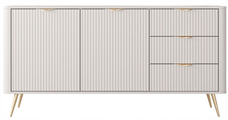 Komoda Furnidea 163 cm beżowy frezowane fronty złote nogi LANTE 1 szt.