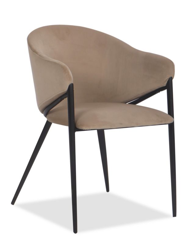 Krzesło tapicerowane New Home GLAMOUR beżowe welurowe z podłokietnikami 1 szt.