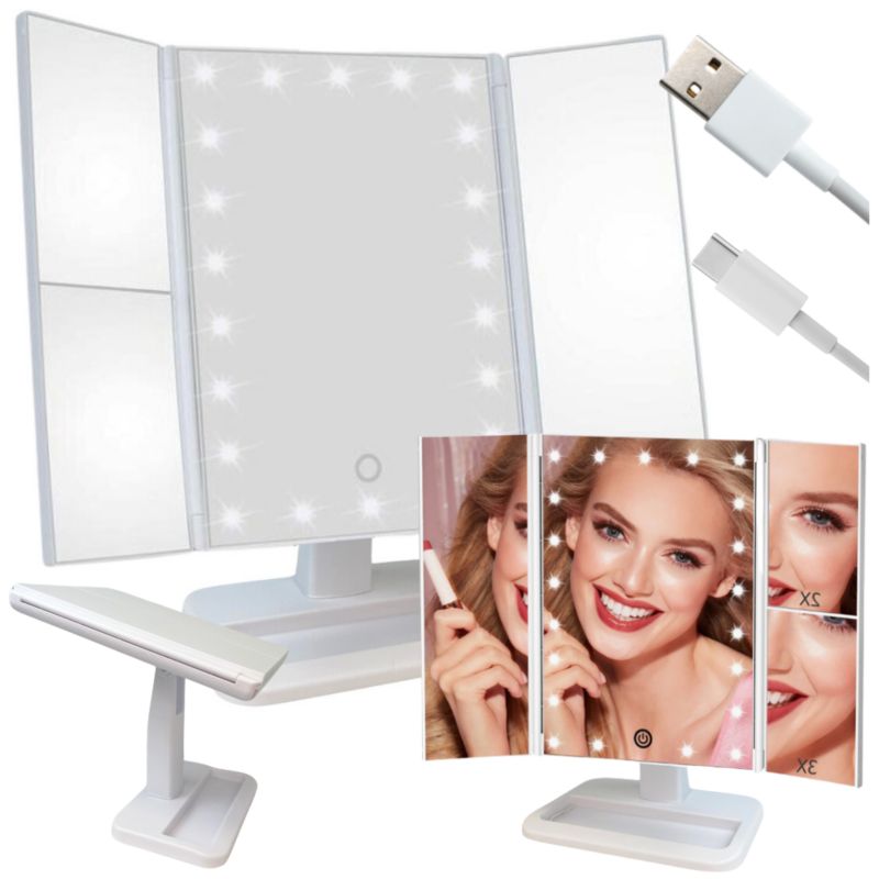 Lusterko Kosmetyczne Led More&Deco Z Oświetleniem, Powiększeniem I Zasilaniem Usb/Baterie 1 Szt.