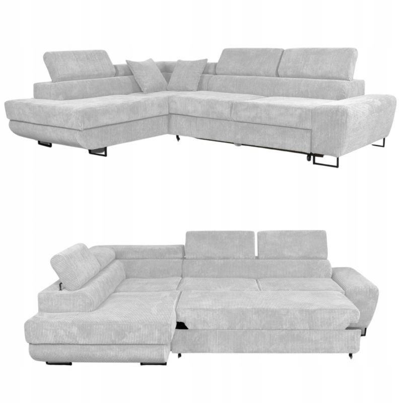 Narożnik do salonu rozkładany lewy Family Meble Savio jasnoszary 1szt