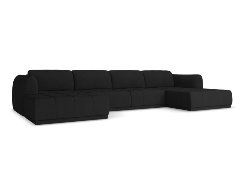 Sofa panoramiczna LaMiaSofa MILANO z tkaniny szenilowej 370x170 cm czarny 1 szt.