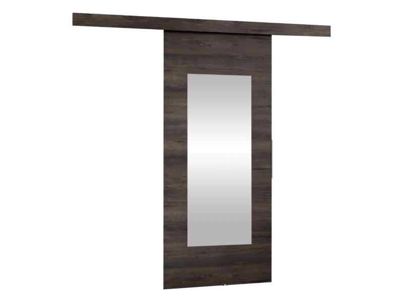 Drzwi przesuwne wewnętrzne MIRJAN 24 Malibu VII 80 + samodomykacz jesion ciemny + czarny lacobel 1 kpl.