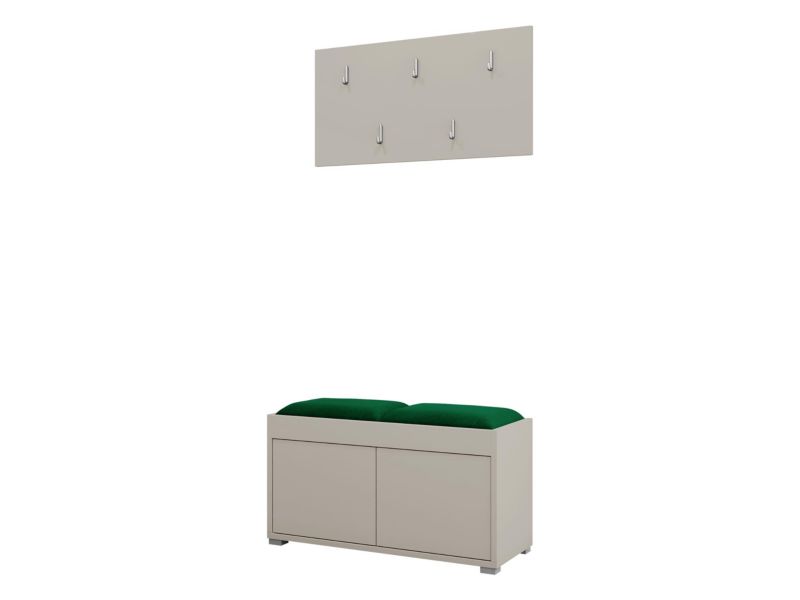 Garderoba MIRJAN 24 z siedziskiem Gesita VII beżowy/plusz butelkowa zieleń 1 szt.
