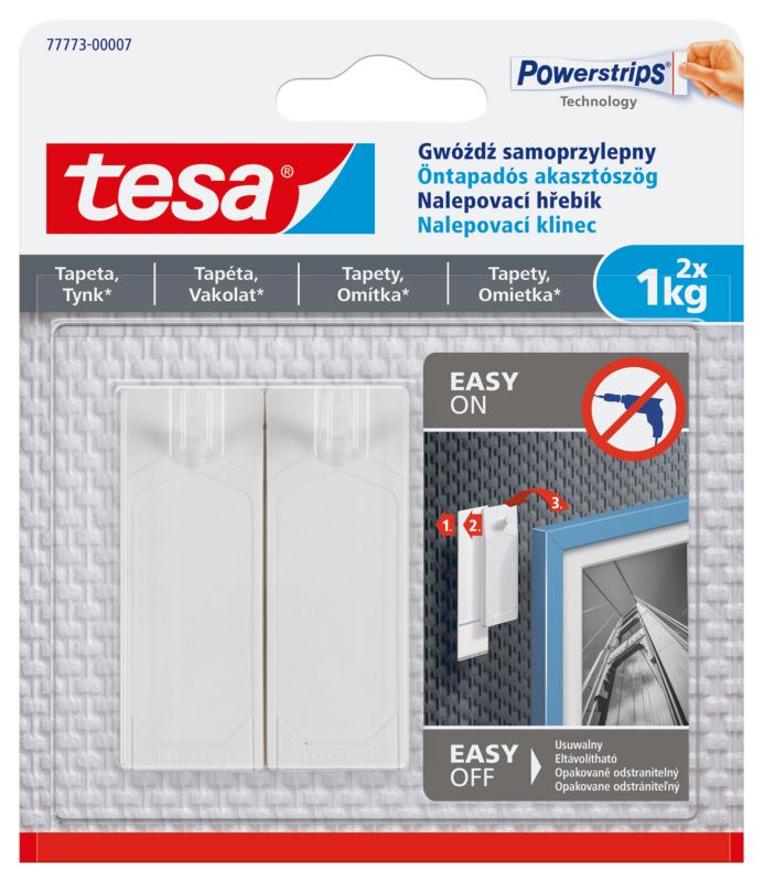 Gwoździe samoprzylepne Tesa do tapet udźwig 1 kg 2 szt.