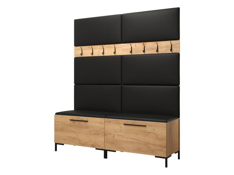 Garderoba MIRJAN 24 Zilion II dąb craft + czarna ekoskóra 1 kpl.