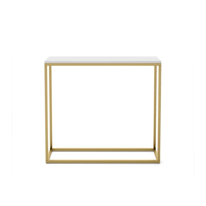 Konsola Bettso Well 80 cm stylowa do sypialni na złotym stelażu biały 1szt.