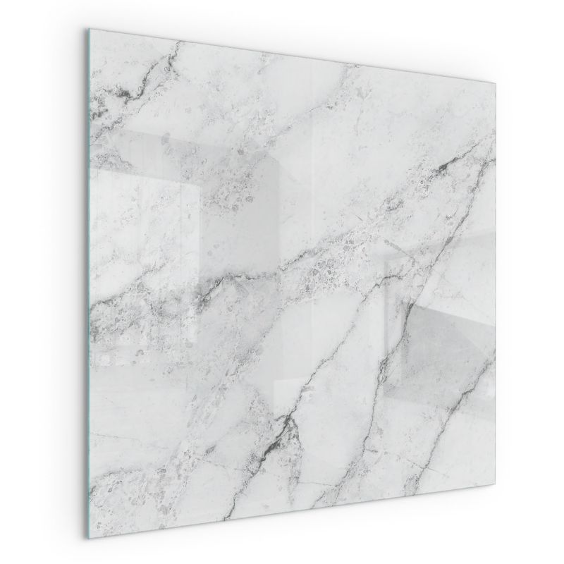 Szklana Podkładka Pod Kominek Kwadrat Wallfluent 60x60 cm Marmurowa faktura z żyłkami 1 szt.