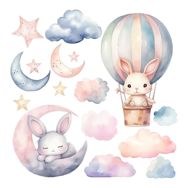 Naklejki Na Meble Wallfluent 173x130 cm Króliczki noc 1 rol.