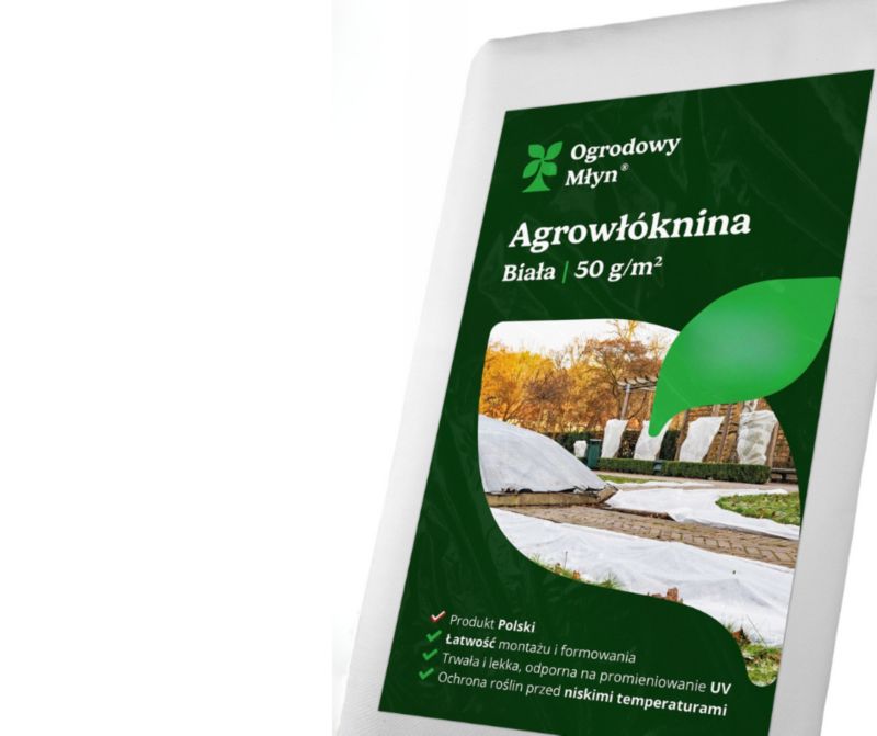 Agrowłóknina Ogrodowy Młyn Biała Zimowa 50g 1,6x20m Otulina Oddychająca Lekka Uniwersalna 1 szt