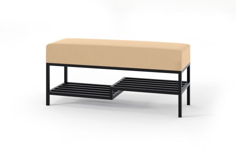 Ławka tapicerowana z półką Bettso Mello 80 cm do przedpokoju na czarnym stelażu jasny beż 1szt.
