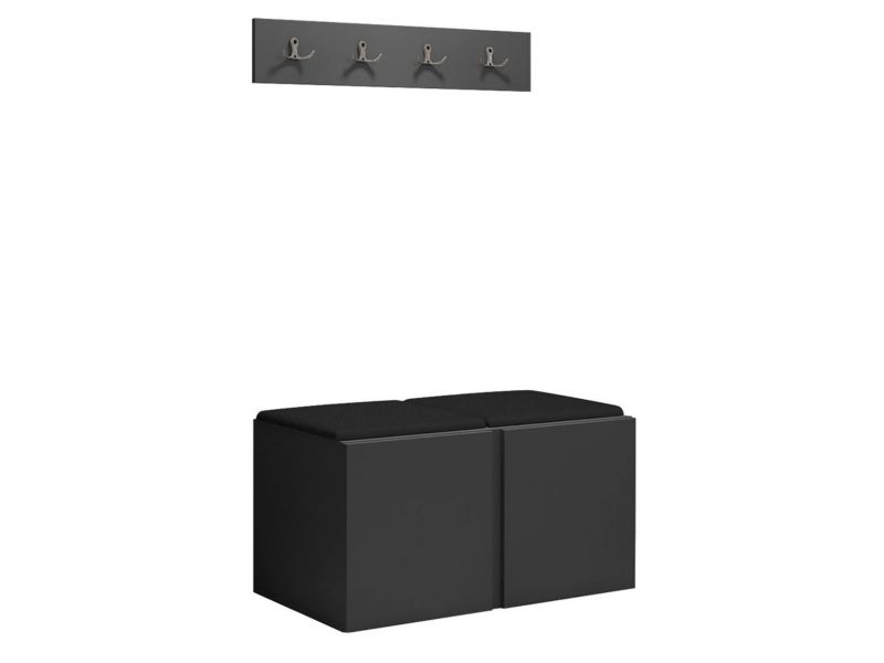 Garderoba MIRJAN 24 Orion VI grafit + czarna ekoskóra 1 kpl.