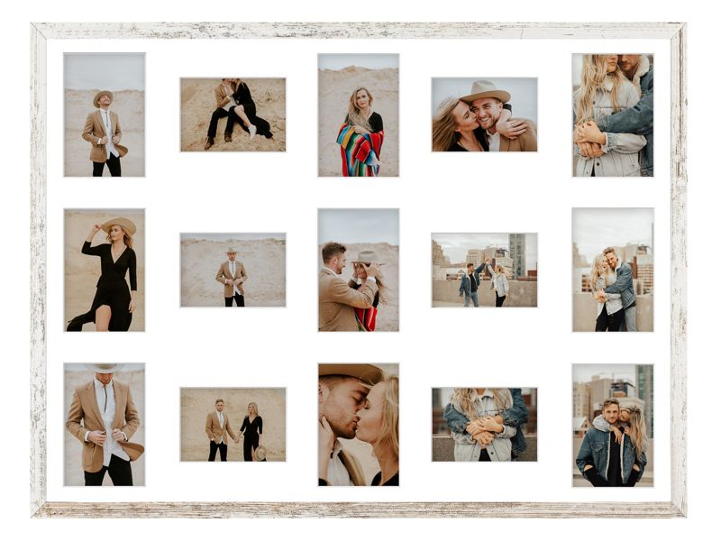 Ramka na 15 zdjęć Hekla 60x80x15 MDF galeria bielona sosna 1szt.