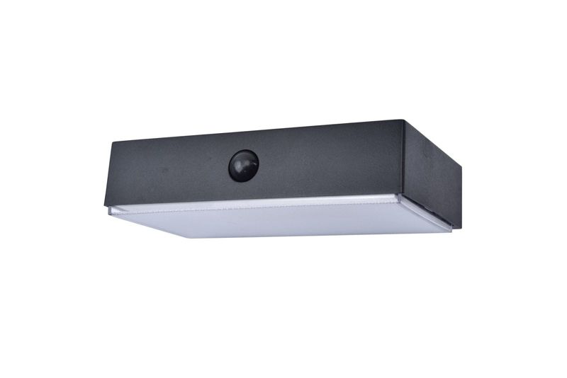 Kinkiet solarny z czujnikiem Lutec Fadi czarny LED 5W 2600K-6000K 800lm IP44 wym: 4,3 x 18 x 10,5 cm tworzywo sztuczne - 1 szt.