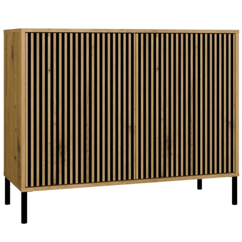 Komoda Topeshop KAMARO 2D SLIM lamele front ryflowany Dąb artisan 103,5x82,5x40 cm 1 szt.