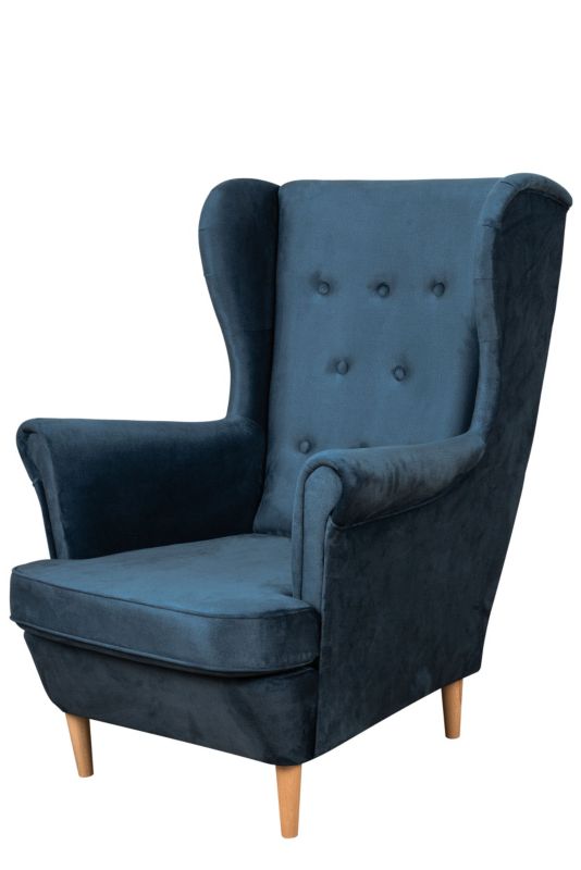 Skandynawski Fotel Uszak do salonu Bonni Floki Granatowy 1 szt.