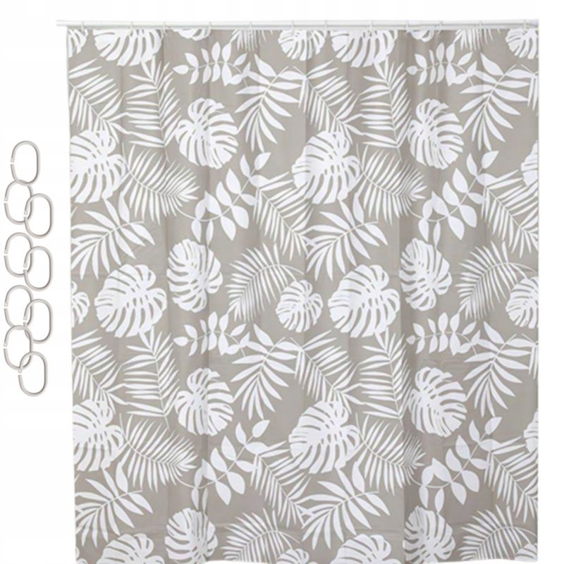 Zasłona prysznicowa Estiva PEVA 120x200 wzór monstera kaszmir 1 szt.