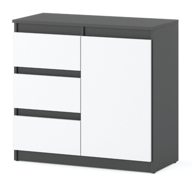 Komoda Hurtownia-Mebli Szuflady 3 Agnes 1D3SZ 80cm Szary Mat Biały Mat 80x35x75 cm 1szt.