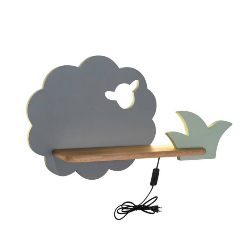 Kinkiet Candellux Sheep szaro-zielony-jasne drewno LED 4W 4000K 250lm IP20 wym: 24 x 42 x 12 cm - 1 szt.