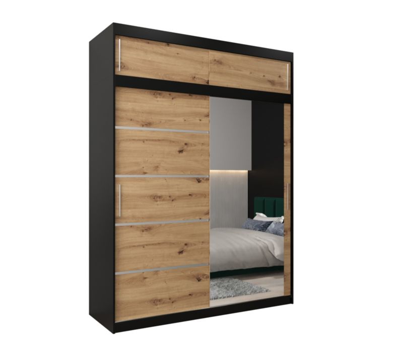 Szafa przesuwna Abiks Verona 2 180 czarny + artisan z nadstawką 1 szt.