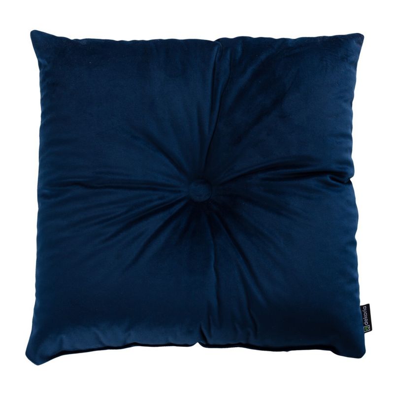 Poduszka kwadratowa Velvet z guzikiem Dekoria 37 x 37cm granat 1 szt.