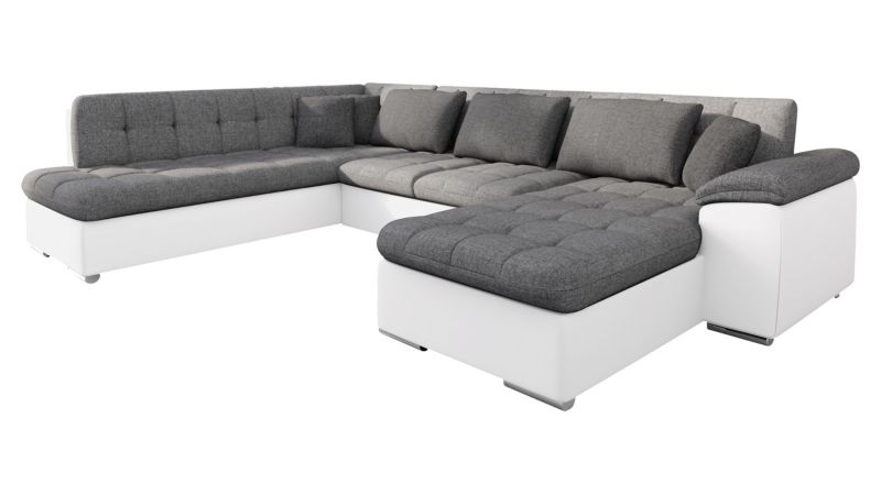 Narożnik z funkcją spania MIRJAN 24 Niko Bis prawy biała ekoskóra/szary/grafitowy 1 szt.