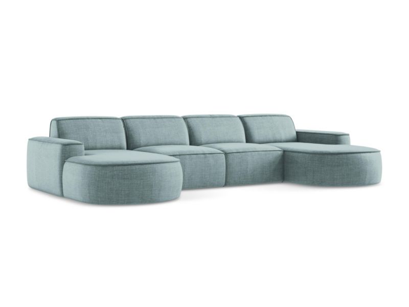 Sofa modułowa panoramiczna LaMiaSofa MELISSA z tkaniny strukturalnej 364x166 cm jeans 1 szt.