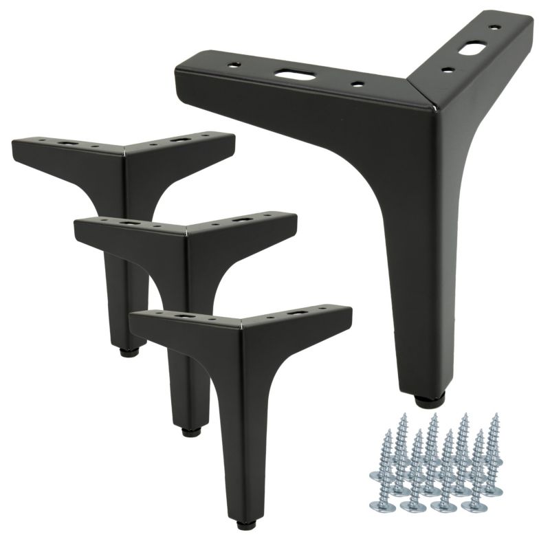 Zestaw 4x Nóżka do mebli B&B Kotwica czarna wysokość 15 cm 4 szt