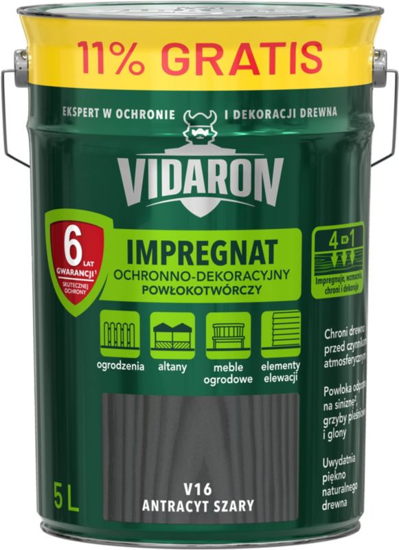 Impregnat do drewna Vidaron antracyt 4,5 l + 11%