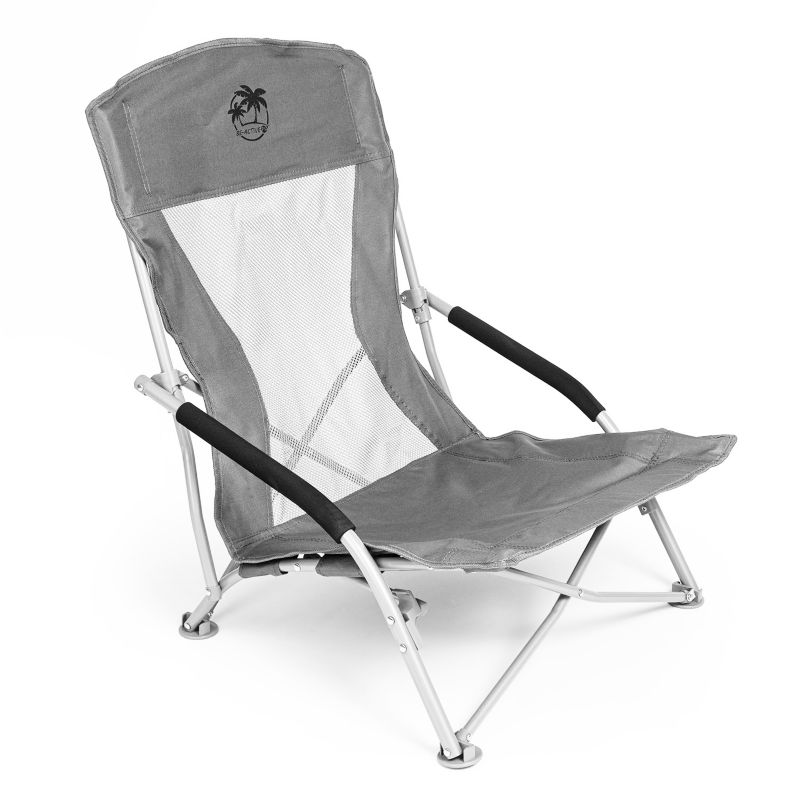 Krzesło turystyczne Be-active.pl fotel wędkarski na kemping plaże ryby szare 1 szt.