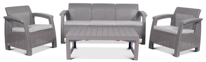 Zestaw mebli ogrodowych Keter Corfu 3-SET Lyon dla 5 osób Cappuccino 1 kpl.