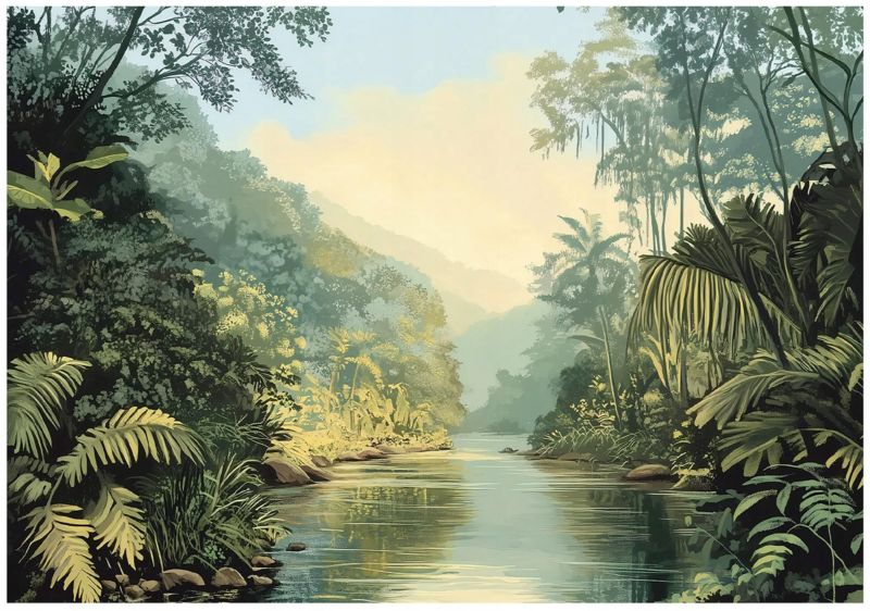 Tapeta Na Flizelinie Ścianę WALLARENA 350x250 cm Fototapeta Do Sypialni Salonu Kuchni Dżungla Liście 1 szt.