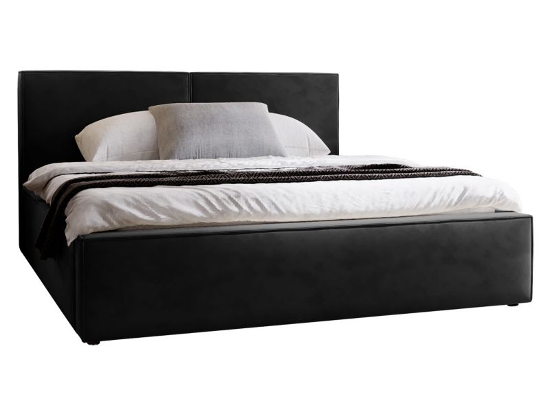Łóżko tapicerowane MIRJAN 24 z pojemnikiem Santos Sztruks 160 czarny plusz 1 szt.