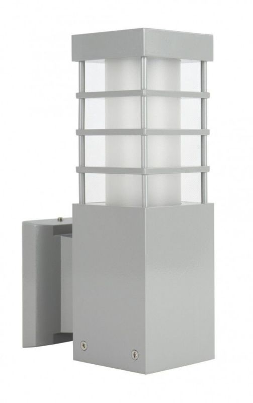 Kinkiet ścienny zewnętrzny SU-MA Rado srebrny nowoczesny 1 x E27 x IP54 wym: 25 x 8 x 14 cm - 1 szt.