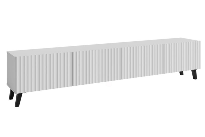 Szafka RTV MINIO go for it LOKET 190 cm biały/biały MDF z ryflowaniem M9 ,1 szt.