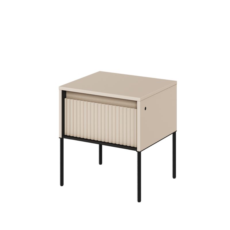 Szafka nocna z szufladą Bettso Trend z oświetleniem LED i frezowanym frontem beżowy 1szt.