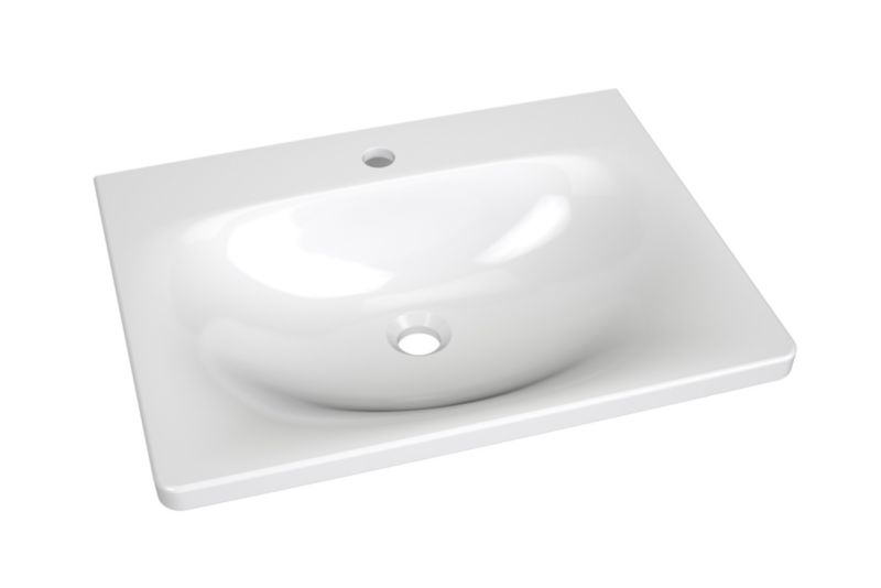 Prostokątna umywalka ceramiczna nablatowa Ravak Balance 600 biała 1 szt