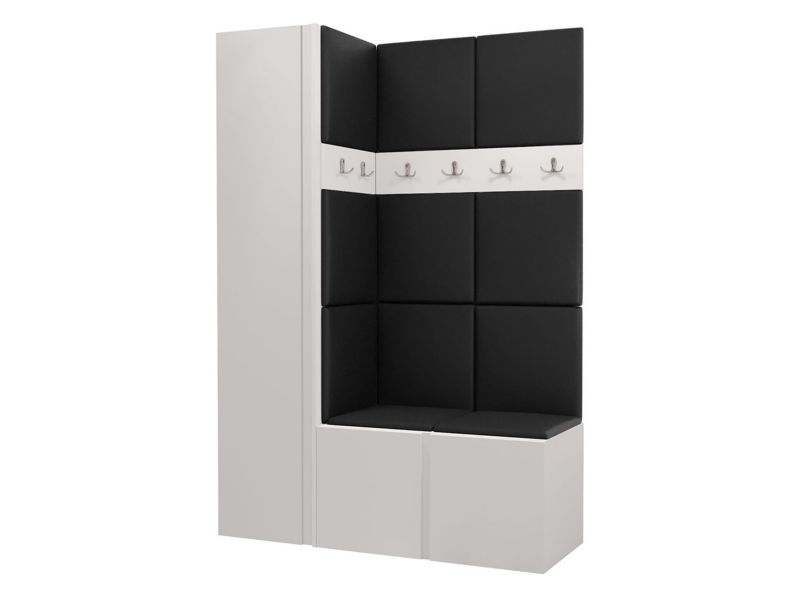 Garderoba MIRJAN 24 Orion IX biały + czarna ekoskóra 1 kpl.