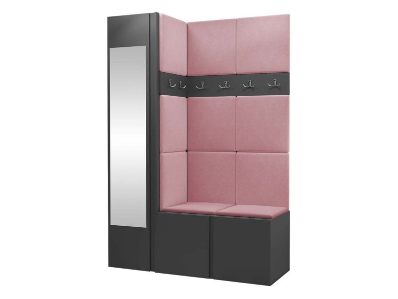 Garderoba MIRJAN 24 Orion X grafit + różowy 1 kpl.