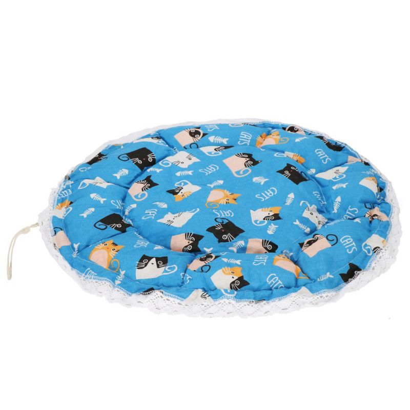 Legowisko okrągłe dla kota i psa śr. 73 cm leżanka ze ściągaczem posłanie niebieskie