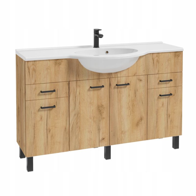 Szafka do Łazienki z Umywalką Duża 1300x800mm Dąb Craft Złoty Stojąca Nóżki 1 szt