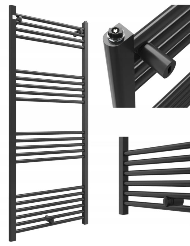 Grzejnik Łazienkowy Granitan Puerto 60/140cm Czarny Kaloryfer Drabinkowy 1kpl.