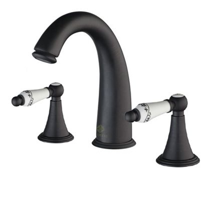 Bateria umywalkowa Lauferi RACHEA mosiężna trójotworowa czarna retro 1 szt.