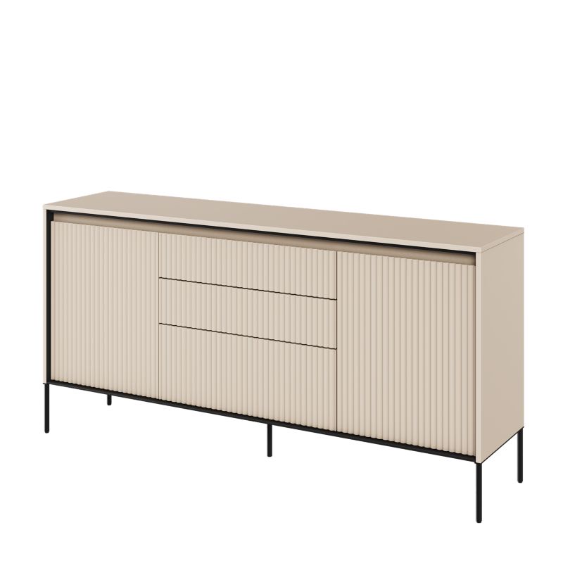 Komoda dwudrzwiowa Bettso Trend z szufladami, oświetleniem LED i frezowanym frontem beżowy 1szt.