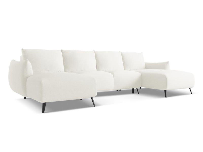 Sofa panoramiczna z funkcją spania LaMiaSofa GENOVA z tkaniny szenilowej 317x162 cm biały 1 szt.