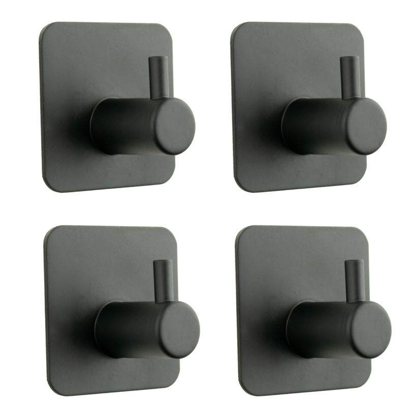 4 x Wieszak łazienkowy B&B haczyk samoprzylepny czarny metalowy 4 szt