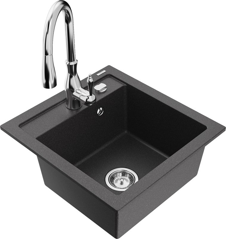 Zlewozmywak granitowy Mexen Andres 1,5-komorowy czarny 1000x500 mm - 6515101510-76 1 szt.