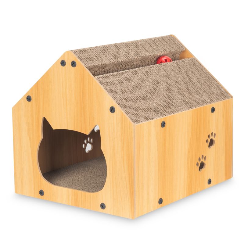 Drapak dla kota COIL domek z piłeczką legowisko MDF 40x35x34.5cm 1 szt.