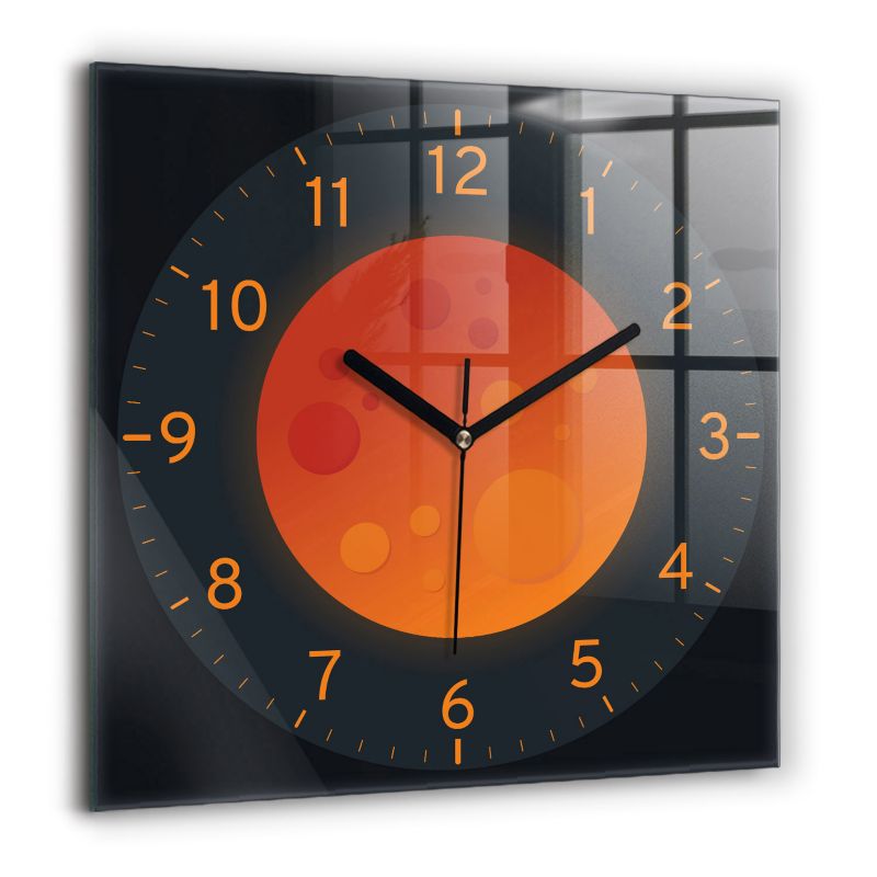 Zegar szklany czarne wskazówki Wallfluent 60x60 cm Księżyc w pełni 1 szt.