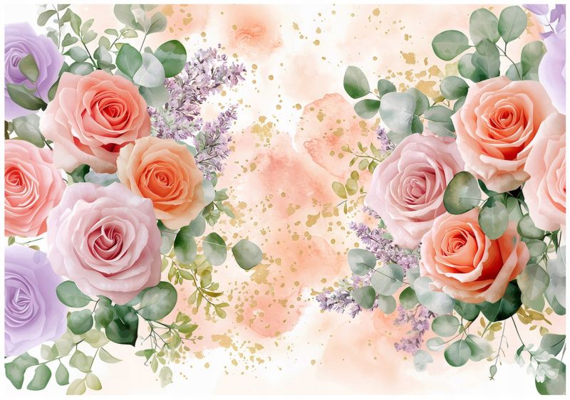 Fototapeta WALLARENA Do Sypialni Salonu Winylowa Kwiaty Liście Róże Różowy 254x184 cm 16019W4 1 szt.